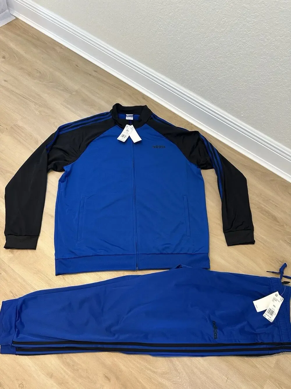 Adidas Essential Men's 3-Stripes Track Jacket Pants Collegiate Royal/Black 2XL